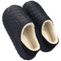 稻草人棉拖鞋男包跟冬加绒毛厚底防水保暖女棉鞋 黑色 42-43(适合41-42)