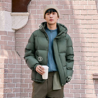 雪中飞 2025秋男士短款连帽羽绒服商务休闲时尚加厚保暖抗寒 雅松绿|4861 L 175/96A