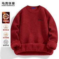 马克华菲（MARK FAIRWHALE）重磅男士圆领毛衣秋冬季一体绒针织衫加厚休闲百搭修身显瘦款 【一体绒】-酒红#JMK反差字 M