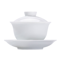 景德镇陶瓷甜白釉家用泡茶盖碗办公喝茶碗简约纯色个人茶具礼盒装 初见盖碗