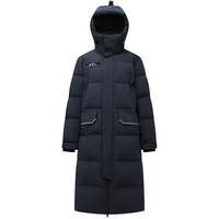 波司登 25年极寒羽绒服男女同款过膝长款90鹅绒连帽保暖加厚外套 中山青5870-至高御寒-30℃ 3XL 185/104A