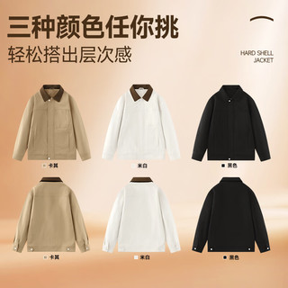 凡客诚品（VANCL）夹克男士春秋季宽松休闲外套男复古翻领撞色外套 JK黑 2XL 