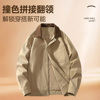 凡客诚品（VANCL）夹克男士春秋季宽松休闲外套男复古翻领撞色外套 JK黑 2XL 