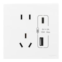 罗格朗开关插座面板家用86型画采陶瓷白暗装usb一开双控5孔多孔电源插座 USB+Type-C 五孔插座（15W）