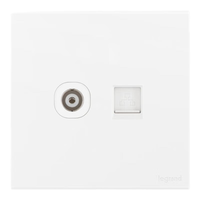 罗格朗开关插座面板家用86型画采陶瓷白暗装usb一开双控5孔多孔电源插座 电视电脑插座（六类）