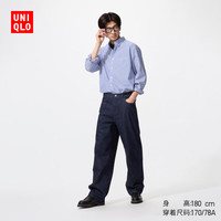 优衣库男装女装宽松直筒牛仔裤/水洗产品479322 479322/68 深蓝色 42 /185/106C