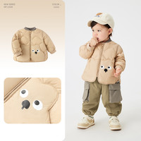 巴拉巴拉童装婴儿轻薄儿童羽绒服宝宝外套冬装造型可爱萌上衣流行 卡其50617