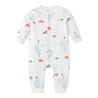 YeeHoO英氏婴儿衣服5A抗菌哈衣新生儿纯棉乳木果四季连体衣爬服 气泡襟蛤 73CM