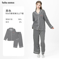 tutuanna 印花长袖情侣家居服套装居家服长袖睡衣 27170749 均码 女款-160/84A