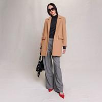 MAJE 冬季【76%绵羊毛面料】女装时尚美拉德毛呢直筒外套大衣