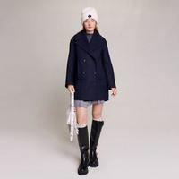 MAJE 秋冬季【76%绵羊毛】女装时尚双排扣宽松毛呢通勤外套上衣大衣