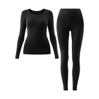 蕉内热皮301+男女士保暖内衣套装秋衣秋裤锁温棉感无痕打底衣秋冬季 【女士】黑色 M