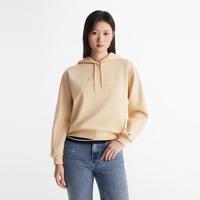 TOMMY HILFIGER TommyHilfiger女休闲通勤双狮刺绣图案温暖抓绒连帽红色卫衣