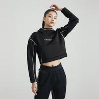 Calvin Klein 【吸湿运动】CK运动秋季女士休闲撞色字母跑步连帽短款卫衣