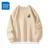 真维斯(JEANSWEST)重磅圆领卫衣女士2025年秋冬款宽松休闲百搭外套青少年套头衫上衣 杏色 纸盒熊_K S