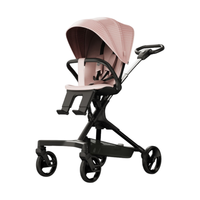 虎贝尔稳稳车遛娃可折叠双向高景观可坐可躺婴儿推车溜娃 稳稳车 - 云镜粉