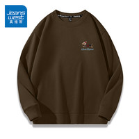 真维斯(JEANSWEST)圆领卫衣男2025秋款重磅宽松套头衫男秋季休闲外套青少年百搭上衣 深棕 奔跑腊肠_K
