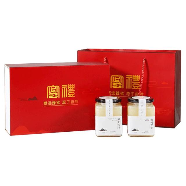 鲍记 椴树雪蜜长白山蜂蜜礼盒 500g*2瓶