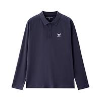 GIORDANO/佐丹奴 雄鹰刺绣插肩翻领长袖纯棉男士POLO衫