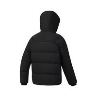 FILA 黄景瑜同款男士羽绒服2025冬季运动保暖飞羽连帽外套 深黑-BK XL 180/100A/XL