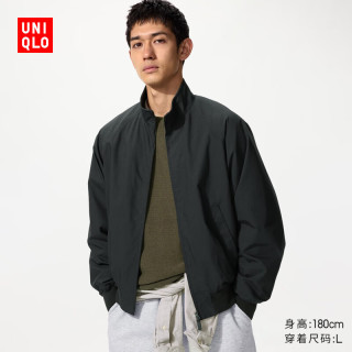 今日必买：优衣库 男装女装哈灵顿茄克/外套夹克484610 09 黑色 XS