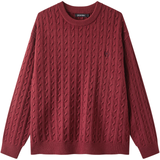 今日必买：gxgjeans 美式刺绣绞花保暖毛衣针织衫 安哥拉红