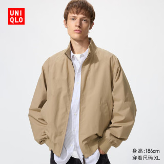 优衣库 男装女装哈灵顿茄克/外套夹克484610 32 深米色 M