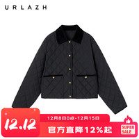 URLAZH秋季新款菱格纹轻薄羽绒服女 黑色 XS