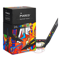 马可(MARCO)拉菲尼阀门式24色丙烯马克笔防水颜料水彩荧光记号儿童小孩亲子绘画礼盒开学礼美术写生水彩笔