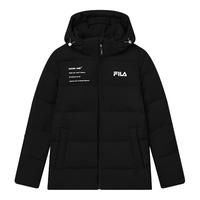 斐乐（FILA） 羽绒服男装冬季保暖连帽运动休闲长袖加厚外套开衫男装上衣 正黑色-BK 180/100A/XL