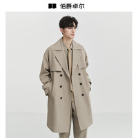 伯爵卓尔【发热&抗皱】通勤风衣男士中长款加内胆羽绒外套男2025秋冬 暴雨灰 【II代升级-发热 / 抗皱】 XL (180)