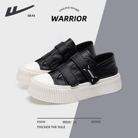 WARRIOR/回力小白鞋一脚蹬厚底两穿浅口板鞋黑色40