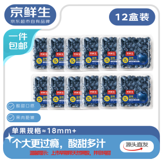 每盒9元！京鲜生 大号云南蓝莓（18mm+）125g*12盒
