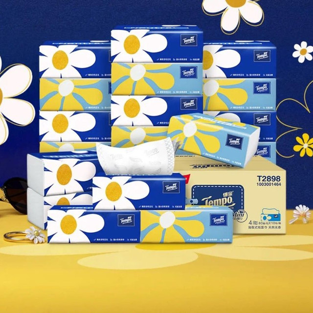 得宝 Mini系列抽纸 4层80抽*8包 提装 195*133mm