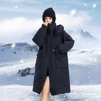 雪中飞 2025冬女士中长款羽绒服百搭时尚休闲气质大口袋保暖舒适 黑色|8056 XL /170/92A