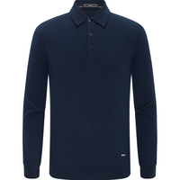 鄂尔多斯EMZ【100%丝光澳毛】24秋冬上衣百搭净色翻领长袖羊毛衫 藏青 175/92A/L