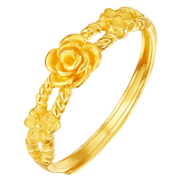 菜百首饰 黄金戒指 足金5G真爱玫瑰花开口戒指 计价 约2.30克