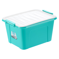 茶花（CHAHUA）家用大号收纳箱塑料整理箱有盖衣服玩具置物储物箱 【25升】带盖带把手-无滑轮 【黄色】3个装