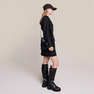 MAJE 冬季女士收腰长袖西装风衬衫式连衣裙短裙气质通勤