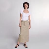 今日必买：maje 冬季女装法式时尚美拉德开叉长款半身裙牛仔长半裙优雅通勤直筒裙