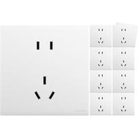 罗格朗（LEGRAND）开关插座面板 简悦系列陶瓷白色 86型插座 10A五孔插座 十只装