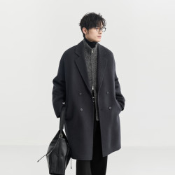 Earl Joel 【羊毛混纺】双面呢羊毛手工中长款大衣 男