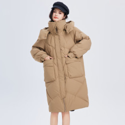 雪中飞 女士中长款羽绒服 咖色