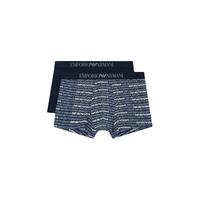 【圣诞】EMPORIO ARMANI/阿玛尼秋冬男士两条装平角内裤 【两条装纯棉微弹】深蓝色/阿玛尼蓝色
