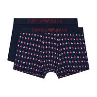 【圣诞】EMPORIO ARMANI/阿玛尼秋冬男士两条装平角内裤 【两条装纯棉微弹】深蓝色/阿玛尼蓝色 XL
