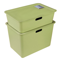 茶花（CHAHUA）收纳箱办公室收纳盒有盖储物箱玩具化妆品内衣收纳塑料整理箱 绿色9L+20L