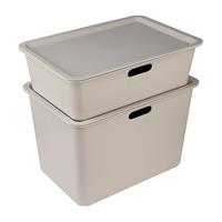 茶花（CHAHUA）收纳箱办公室收纳盒有盖储物箱玩具化妆品内衣收纳塑料整理箱 灰色9L