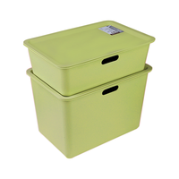 茶花（CHAHUA）收纳箱办公室收纳盒有盖储物箱玩具化妆品内衣收纳塑料整理箱 绿色20L