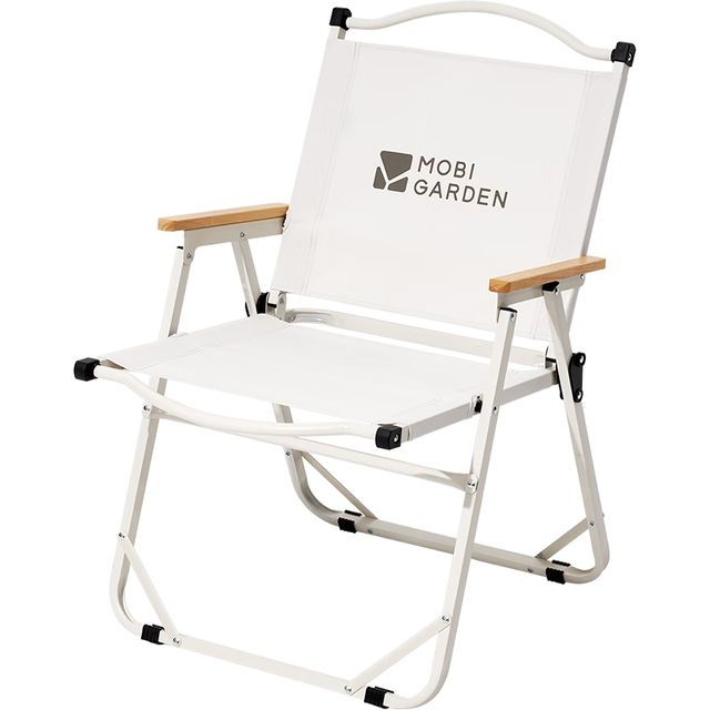 PLUS会员：牧高笛 折叠椅 户外露营克米特椅便携露营椅沙滩椅 NX22665038 米白