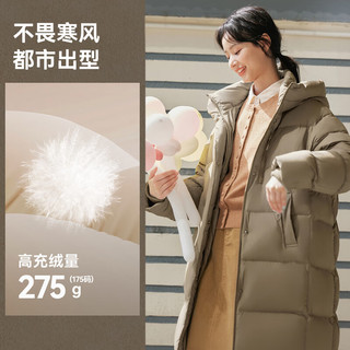 雪中飞2025云朵泡芙休闲时尚文艺风女士羽绒冬季中长款保暖羽绒服 玻璃球棕|7C59 S /160/84A